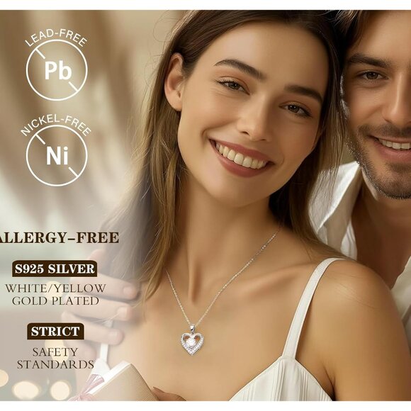 Women Moissanite Heart Pendant Necklace Sterling Silver 1ct Love Gift - Picture 6 of 7